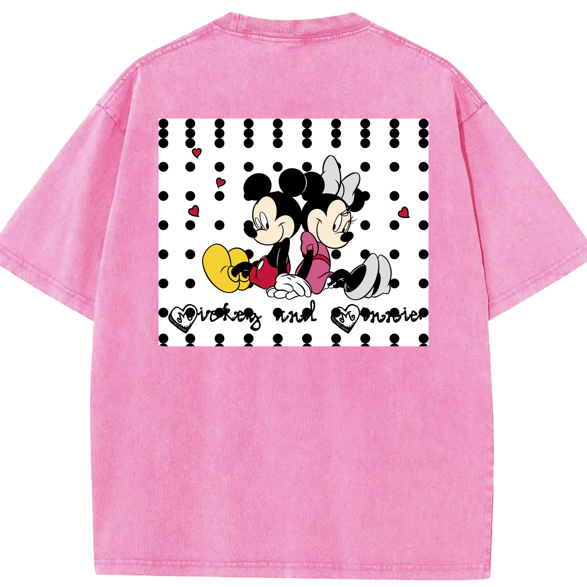 （画像用） ミッキーマウス Mickey Mouse 綿100% ヴィンテージ風 半袖Tシャツ（背面プリント）